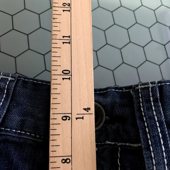 Helix Jeans Mens 32x32 Actual 34x32 Straight Whisker Front Medium Wash Y2K Denim - Picture 7 of 8